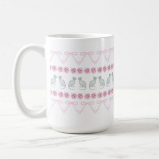 Caneca De Café Pink Bows and Grey Kittens