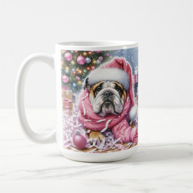 Caneca De Café Pink Buldog Christmas ‘ disse que ninguém jamais ’ (Esquerda)