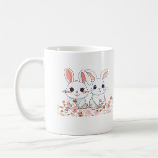 Caneca De Café Pink Bunnies White Mug into a Sweet Gift