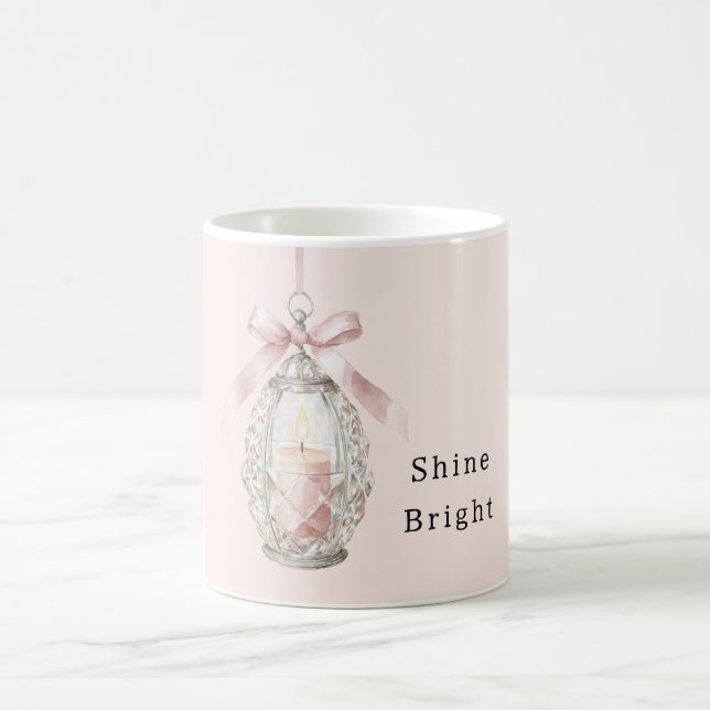 Caneca De Café Pink Candle Bow Shine Bright (Centro)