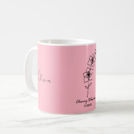 Caneca De Café Pink Cherry Blossom Marcha Personalizada Nome Pers