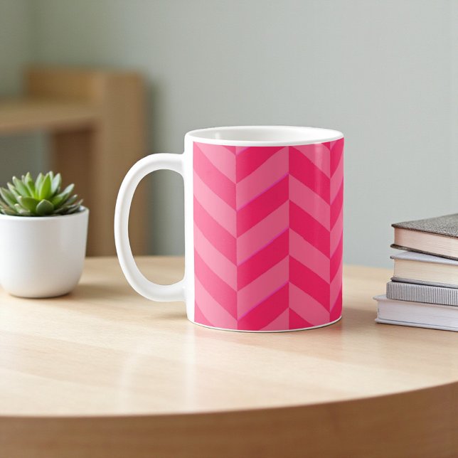 Caneca De Café Pink Chevron Modern Tea &  (Pink Chevron Modern Tea & Coffee Mug)