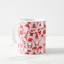 Caneca De Café Pink Christmas Gnome & Gingerbread Pattern
