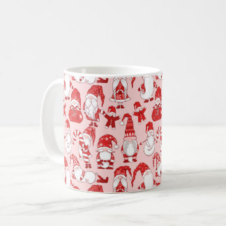 Caneca De Café Pink Christmas Gnome & Gingerbread Pattern