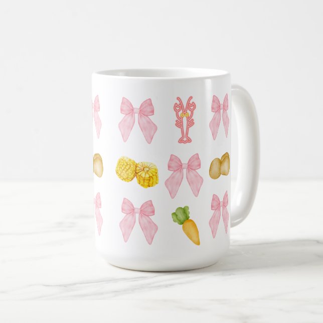 Caneca De Café Pink Crawfish Boil Seafood Party pastel (Frente Esquerda)