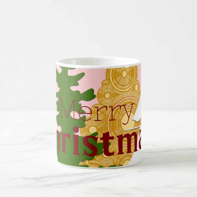 Caneca De Café Pink de árvore de Natal feliz (Centro)