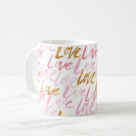 Caneca De Café Pink & Dourado Love Mug