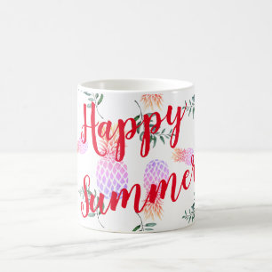 CANECA DE CAFÉ PINK E ORANGE PINEAPPLE FELIZ VERÃO