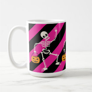 Caneca De Café Pink-esqueleto de Halloween / Mug de café com dist