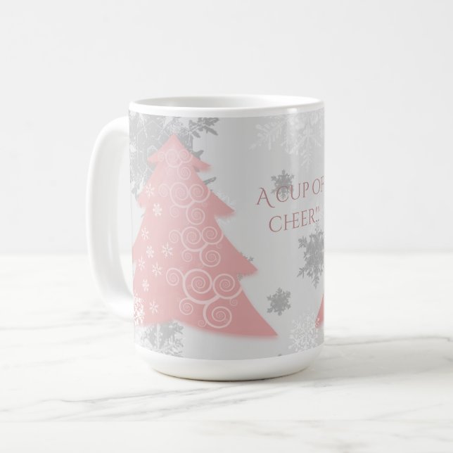 Caneca De Café Pink Festivo Árvore de Natal Café (Frente Esquerda)