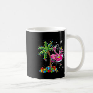 Caneca De Café Pink Flamingo de Natal Palm Tree Tropical Xmas Ho