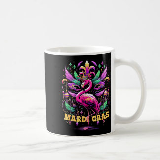Caneca De Café Pink Flamingo Mardi Gras Crown And Beads Mask Carn