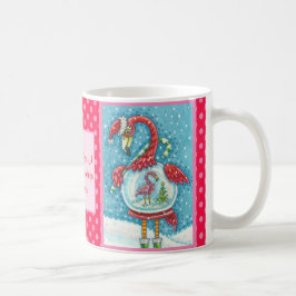 CANECA DE CAFÉ PINK FLAMINGO, NATAL BRANCO NEVE GLOBO MUG