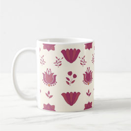 Caneca De Café Pink Floral Art Coffee Mug