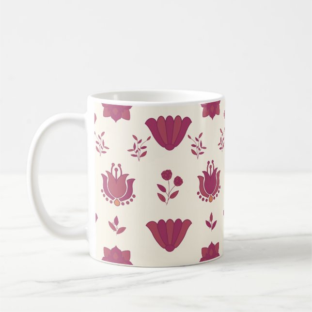 Caneca De Café Pink Floral Art Coffee Mug (Esquerda)