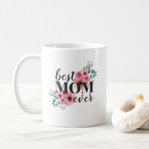 Caneca De Café Pink Floral Melhor Mãe Já Personalizada 