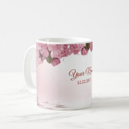 Caneca De Café Pink Floral Nature Butterfly Outdoor Wedding Gift