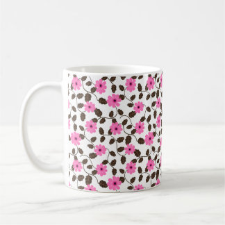 Caneca De Café Pink Floral Patterno De Café