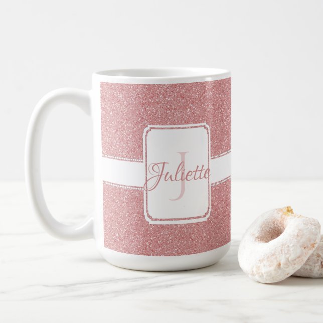 Caneca De Café Pink Glitter Personalizado Coffee Mug (Com Donut)