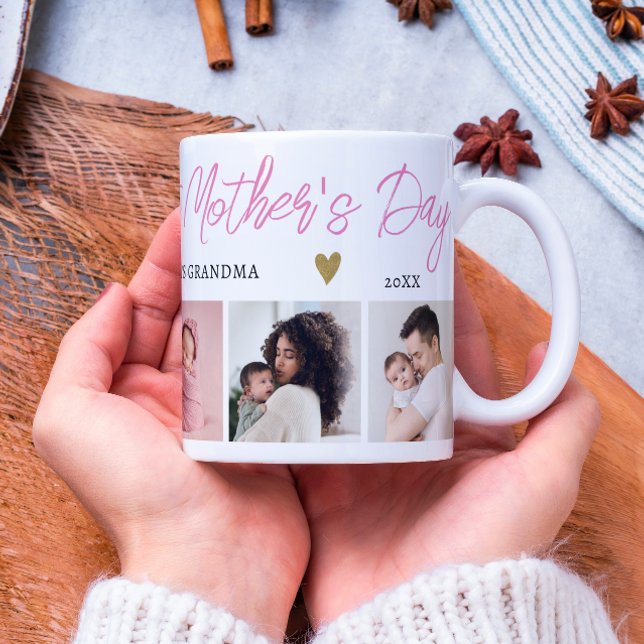 Caneca De Café Pink Happy 1rua Dia de as mães Como Vovó 5 Foto (Criador carregado)