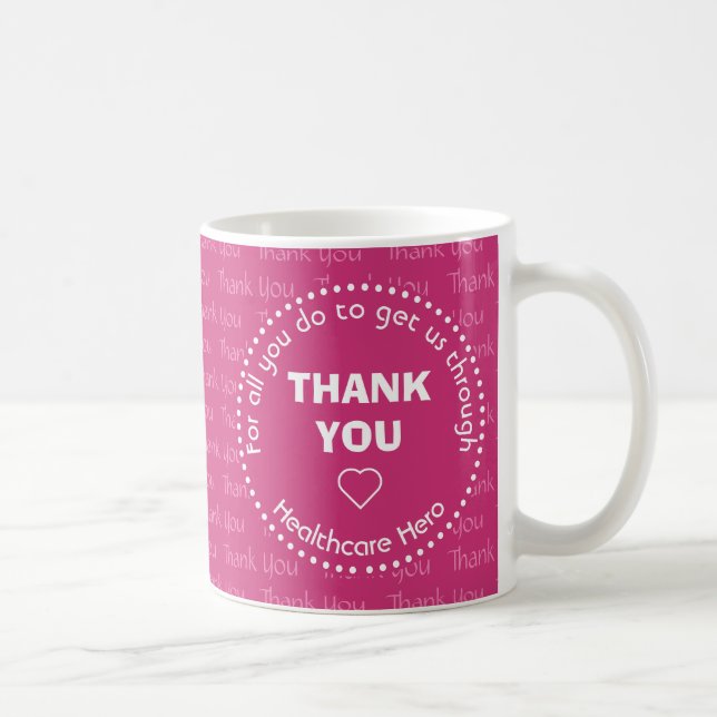 Caneca De Café Pink Healthcare Hero OBRIGADO (Direita)
