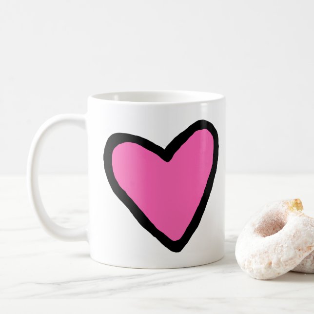 Caneca De Café Pink Heart Classic Mug (Com Donut)
