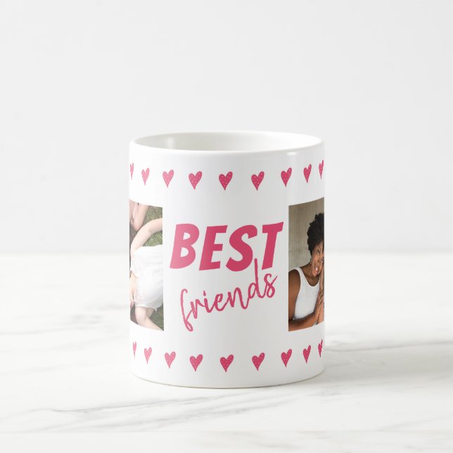 Caneca De Café Pink Heart Pattern Best Friends 2 Foto (Centro)