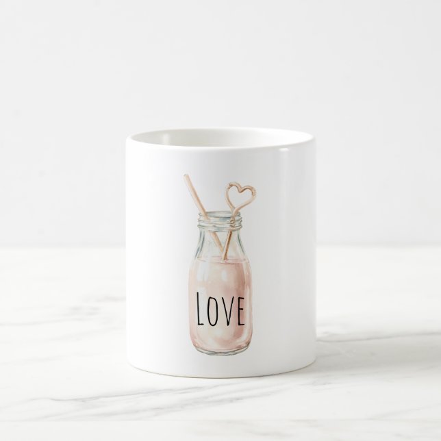 Caneca De Café Pink Heart Straw Strawberry Milk (Centro)