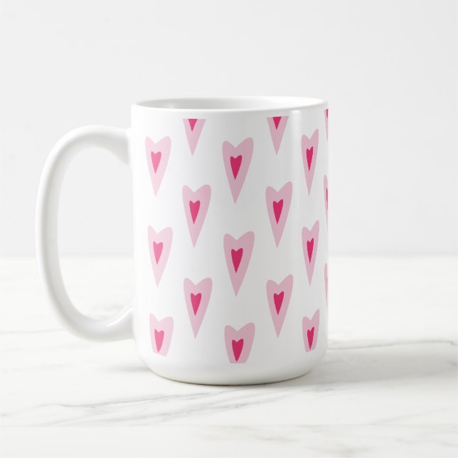 Caneca De Café Pink Heart Valentines Water Bottle (Esquerda)
