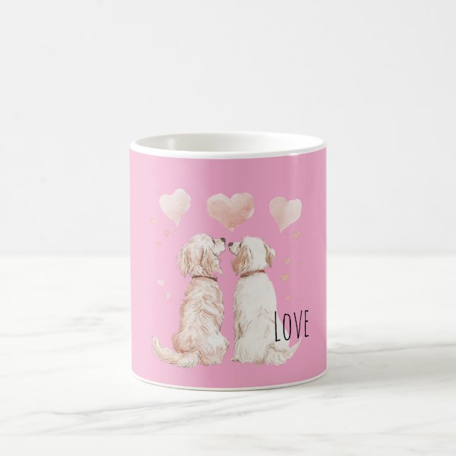 Caneca De Café Pink Hearts Dog Love (Centro)