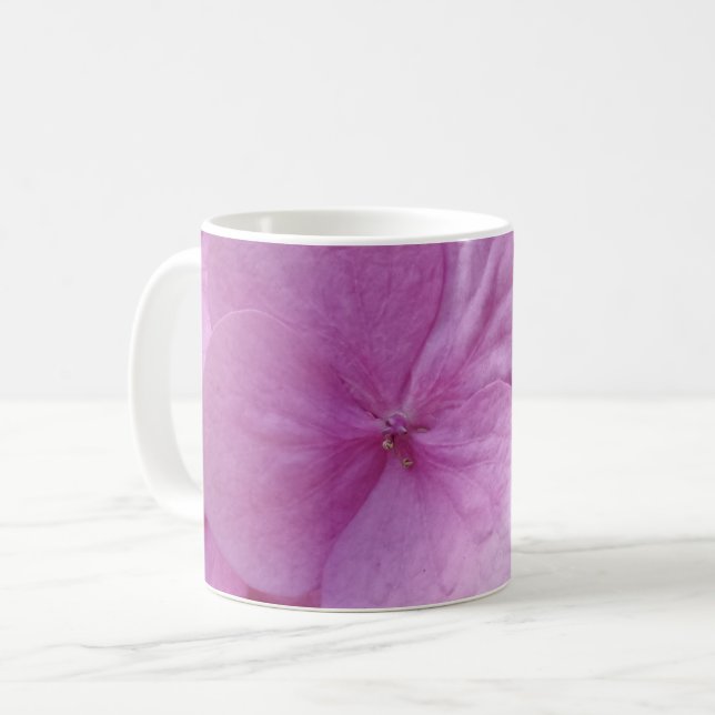 Caneca De Café Pink Hydrangea Flor Cãibra Branca (Frente Esquerda)