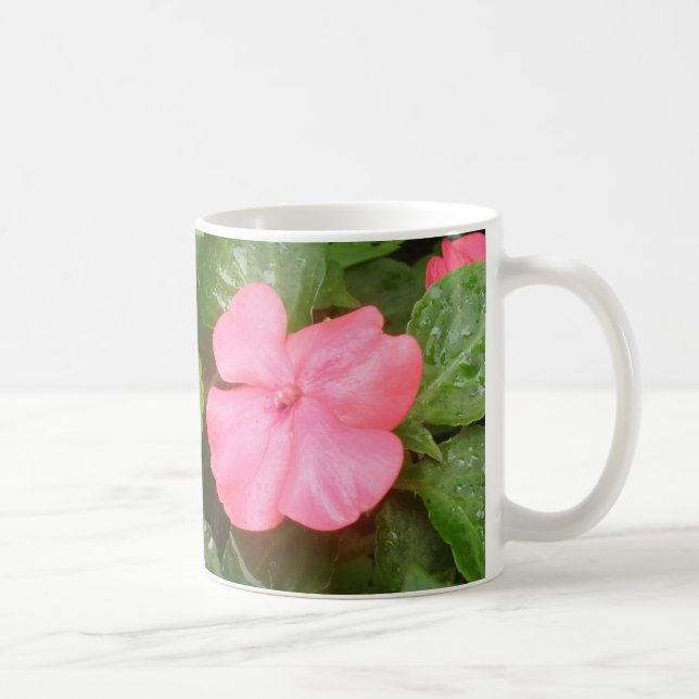 Caneca De Café Pink Impatiens Flowens Mug (Direita)