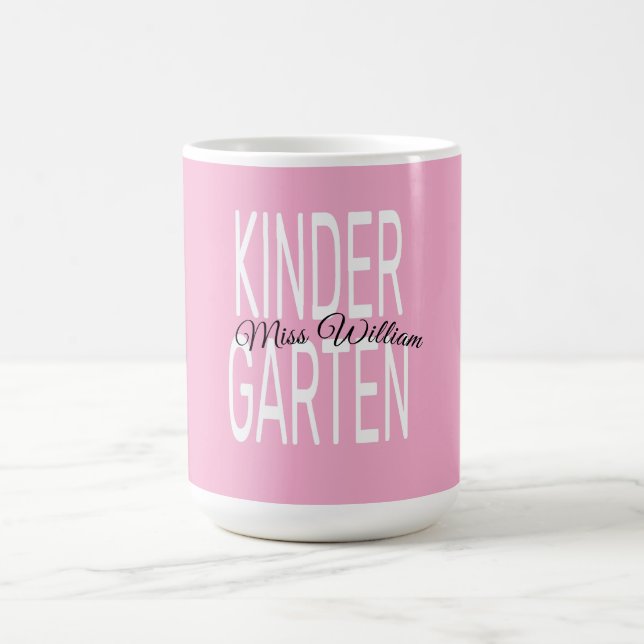 Caneca De Café Pink Kindergarten Miss William Custom Teacher Fabr (Centro)