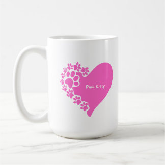Caneca De Café Pink Kitty paws heart mug for cat lover women