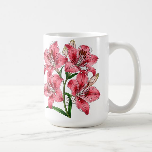 Caneca De Café Pink Lily Bouquet (Direita)