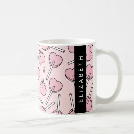 Caneca De Café Pink Lollipops, Heart Lollipops, Lolly, Your Name