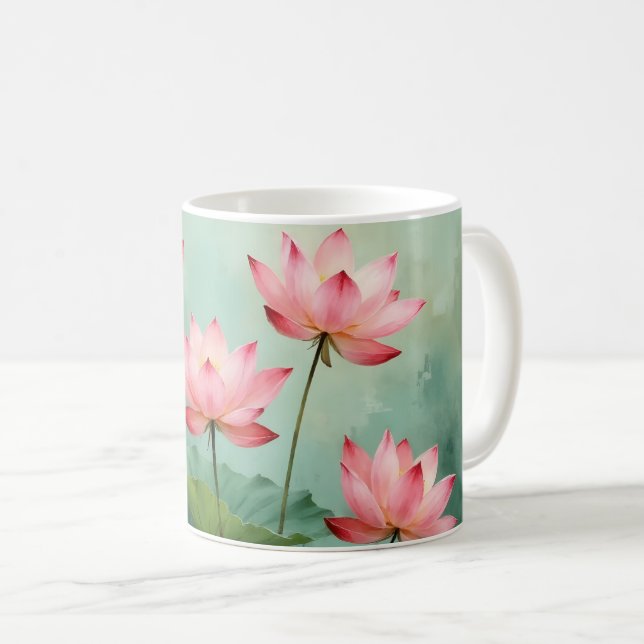 Caneca De Café Pink Lotus Artwork  (Frente Esquerda)