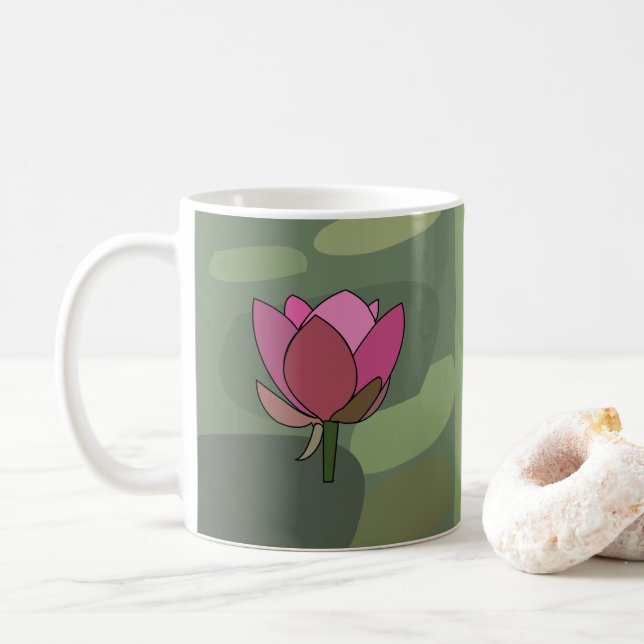 Caneca De Café Pink Lotus Flower  (Com Donut)