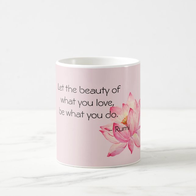 Caneca De Café Pink Lotus Flower Rumi Beauty Quote (Centro)