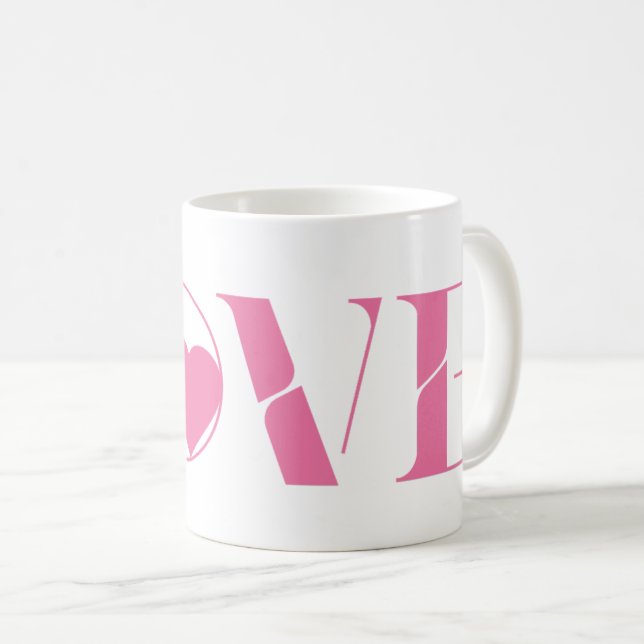 Caneca De Café Pink Love Text Valentine's day (Frente Esquerda)