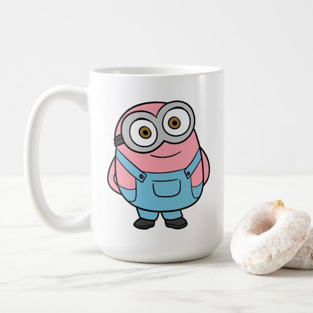 Caneca De Café Pink Minion Cartoon Fanart (Com Donut)