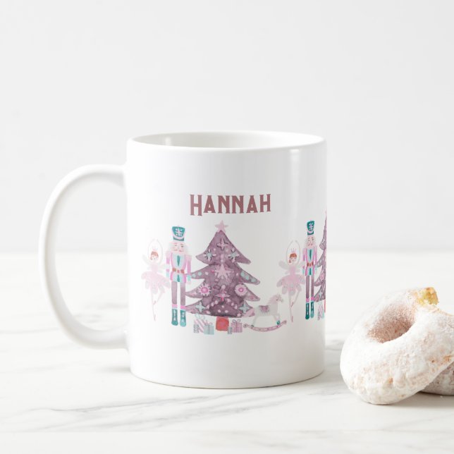 Caneca De Café Pink Nutcracker Personalizado (Com Donut)
