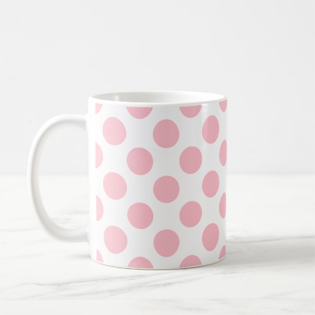 Caneca De Café Pink on White Large Size Bolinhas Patterno (Esquerda)