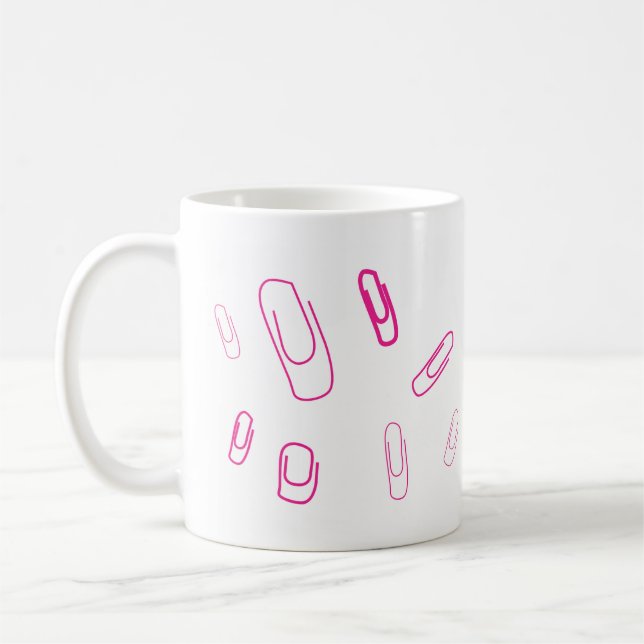 Caneca De Café pink paper clip retro design  (Esquerda)