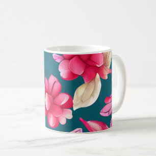 Caneca De Café Pink Pastel Watercolor Floral