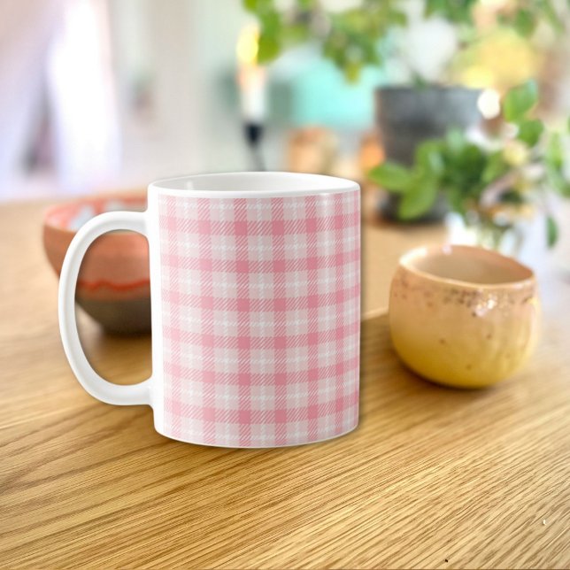 Caneca De Café Pink Plaid Mug (Criador carregado)