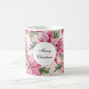 Caneca De Café Pink Poinsettia Flowers Natal