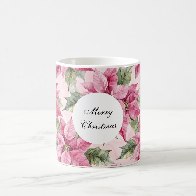 Caneca De Café Pink Poinsettia Flowers Natal (Centro)