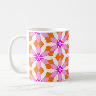 Caneca De Café  Pink Purple and Orange Floral Geometric 