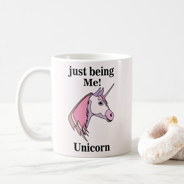 Caneca De Café Pink Purple Unicorn Head (Com Donut)